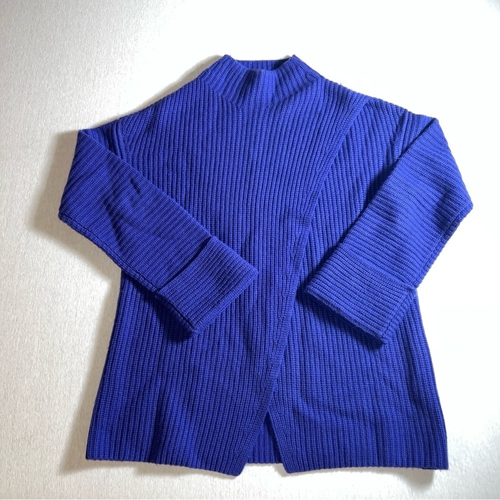 Athleta Cashmere + Merino Wool Azalea Oversized Purply Blue Ribbed Sweater, XXS